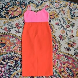 Express Vibrant Pink and Orange Midi Dress M